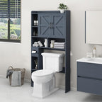 Vabches Over The Toilet Storage Cabinet with 2 Barn Doors, Blue - Image 7