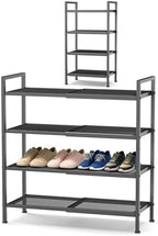 Expandable Shoe Rack for Closet, Entryway, Shoe Storage, 4-Tier, Black by Unknown
