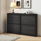 Shoe Cabinet with 4 Flip Drawers, Modern Narrow Shoe Storage Cabinet Organizer with Adjustable Shelf, Hidden Freestanding Shoe Rack for Entryway, Hallway, Living Room, Black by RYWI11OUSE