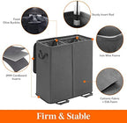 Lifewit Double Laundry Hamper with Lid, Removable Laundry Bags, Black - Image 2