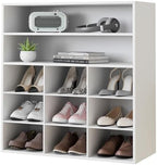 Garden 4 you Shoe Rack Organizer, 5-Tier Wood Cubby Shoe Rack with 2 Storage Shelf and 9 Cubbies, Shoe Organizer Cabinet for Entryway, Hallway, Closet and Garage, White by Garden4you