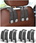Headrest Hooks for Car, 4 Pack Car Seat Back Organizer Storage Hook, Double Hook Car Seat Hooks for Hanger Purses and Bags, Leather Purse Holder for Car, Grey by LQLAN