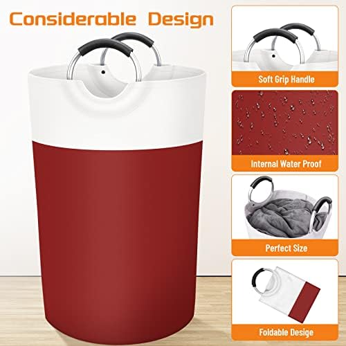 BlissTotes 115L Laundry Basket, Freestanding Collapsible Hamper, Red - Image 3