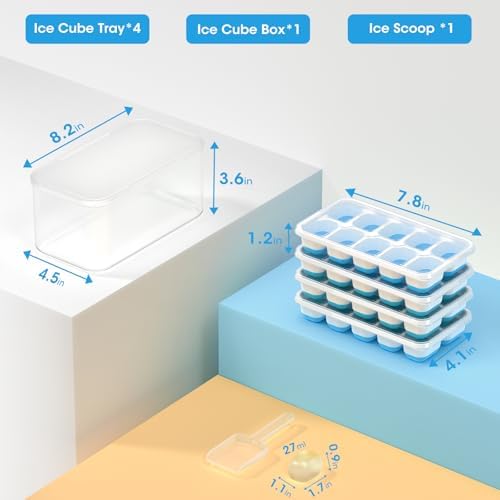 DOQAUS Ice Cube Tray with Lid and Bin,4 Pack Ice Cube Trays for Freezer - Image 6