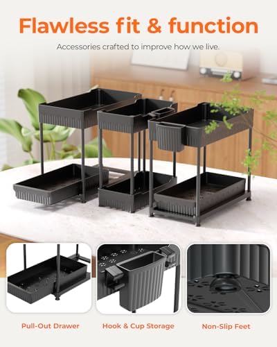 Sevenblue 3-Pack 2-Tier Under Sink Organizers with Sliding Drawers - Image 6