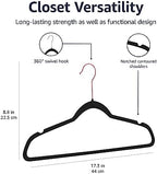Amazon Basics Slim Velvet Non-Slip Space Saving Suit Clothes Hangers for Closet Organization, Black/Rose Gold, 50-Pack - Image 5