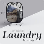 Handy Laundry Collapsible Mesh Pop-Up Hamper with Side Pocket - Image 2