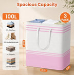TranquilRelax 3-Pack Laundry Basket, Laundry Hamper, Pink-100L - Image 2