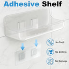 Adhesive Bathroom Shelves, 2 Pack Acryilc No Drill Stick on Shelf - Image 4