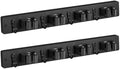 OUTNILI 2 Pack Black Mop Broom Holder Wall Mount - Wood Broom Mop Hanger - Wall Mounted Garden Tool Rack Organizer for Closet Garage Laundry Room, 4 Slots & 4 Hooks by OUTNILI