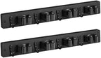 OUTNILI 2 Pack Black Mop Broom Holder Wall Mount - Wood Broom Mop Hanger - Wall Mounted Garden Tool Rack Organizer for Closet Garage Laundry Room, 4 Slots & 4 Hooks by OUTNILI