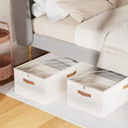 10inch 3 Pack Under Bed Storage Containers, 10 Inch Tall Underbed Clothes Storage Organizer Bin with Clear Window，Foldable Box Basket for Clothes, Closet, Bed Sheets and Blankets White - Image 6
