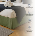 King Bed Skirt, Hides Under-Bed Storage 16 Inch Drop, Pleated, Olive - Image 5