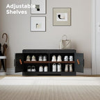 Homleke Shoe Storage Bench, 2 Doors & Thickened Padded Seat Cushion - Image 5