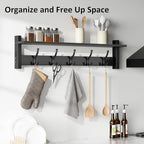 Optish Coat Rack Wall Mount with Shelf, 29 Inch Coat Hanger Walls Mounted, Hat Rack for Walls, Shelf with 5 Coat Hooks, Wall Hanger for Entryway (Black) - Image 6