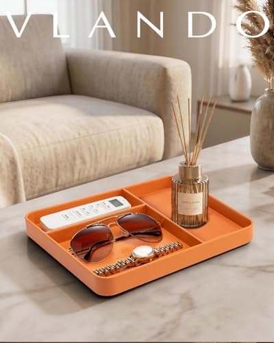 VLANDO Valet Tray for Men, PU Leather Catchall Tray with Dividers - Image 7