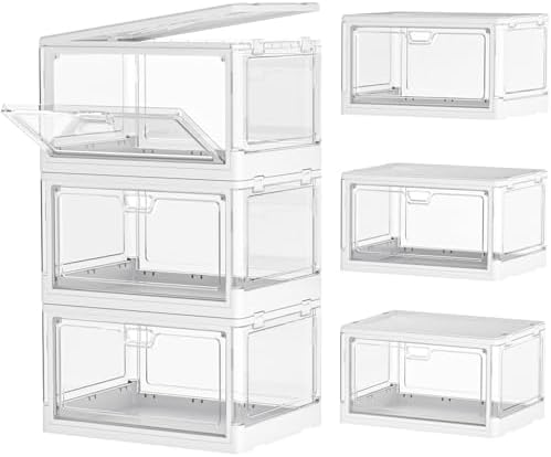 Kmiectse Clear Storage Bins with Lids 3 Pack 【Stackable & Sturdy】 by Kmiectse