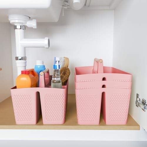 Shower Caddy Portable and Cleaning Caddy Organizer for Bathroom, Kitchen, Toiletries Storage ，Caddy organizer with handle, Rust-Resistant, Durable Material (Pink, 9.36" L×7.73" W×7.24" H) - Image 6