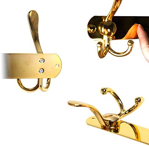 Dseap Coat Rack Wall Mounted - 5 Tri Hooks, Heavy Duty, Stainless Steel, Metal Coat Hook Rail for Coat Hat Towel Purse Robes Mudroom Bathroom Entryway (Gold, 2 Packs) - Image 6