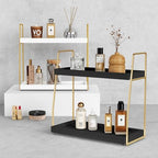 Forbena Black and Gold Bathroom Organizer Countertop, 2 Tier Counter Organizer for Bathroom Decor, Modern Sink Shelf Organizers for Vanity Storage, Make upTray for Makeup Bedroom - Image 6