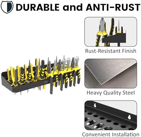 UNITEDPOWER Pliers Holder, Wall Mount Storage Rack Organizer for Workshop, Shed, Garage, Home, Stores up to 12 Pliers or Small Tools - Image 3
