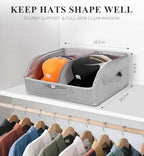 Hat Organizer for Baseball Caps, Large Hat Storage Box for Closet, Gray - Image 2