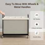 ELYKEN Laundry Hamper 4 Section, 140L Rolling Laundry Sorter with Wheels - Image 4