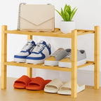Smiry Bamboo Shoe Rack, 8 Vertical Slats, 2 Tier - 17.3" Wide, Natural by Smiry