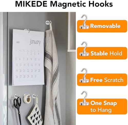 MIKEDE Magnetic Hooks Heavy Duty 120LB+ Strong Magnet with Hook - Image 3