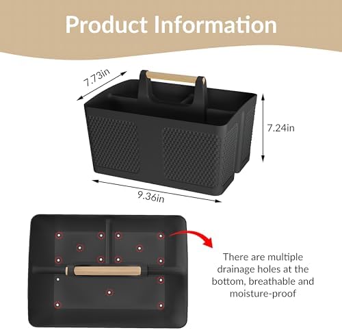 Shower Caddy Portable and Cleaning Caddy Organizer for Bathroom, Kitchen, Toiletries Storage ，Caddy organizer with handle, Rust-Resistant, Durable Material (Black, 9.36" L×7.73" W×7.24" H) - Image 3