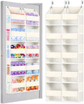 UVIAHOMI Heavy Duty Over The Door Organizer 5 Tiers, Extra Large Behind Door Storage of 10 Big Front & 10 Mesh Pockets, 80lb Weight Capacity, Hanging Doors Storage for Closet Bedroom Nursery, Beige by UVIAHOMIHOMEORGANIZER