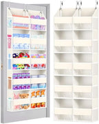 UVIAHOMI Heavy Duty Over The Door Organizer 5 Tiers, Extra Large Behind Door Storage of 10 Big Front & 10 Mesh Pockets, 80lb Weight Capacity, Hanging Doors Storage for Closet Bedroom Nursery, Beige by UVIAHOMIHOMEORGANIZER