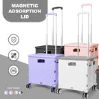 Foldable Utility Cart Folding Portable Rolling Crate with Magnetic Extended Lid,360°Rotate Wheels,176LBS Load Capacity,Heavy Duty Durable Dolly Cart for Teacher Tourist Shopping Office Outdoor(White) - Image 6