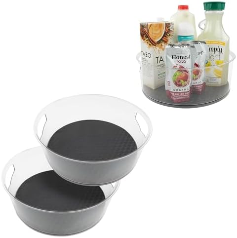 Spectrum Extra Large High Wall Turntable 12.25 in Pack of 2 Charcoal Gray XL Tall Lazy Susan Rotating Organizer for Kitchen Countertop Bath Cabinet Refrigerator Pantry Shelf Under Sink Organization by Spectrum