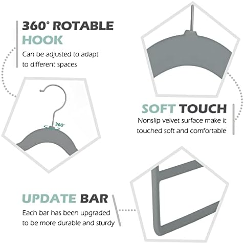 Velvet Pant Clothes Hanger Space Saving Non Slip Hanger Jean Slack Hangers | Multiple Velvet Hanger Closet Organizer Storage and Organization for Jeans,Scarf,Tie(Grey, 5) - Image 7
