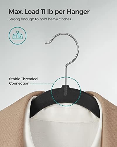 SONGMICS Velvet Hangers 50 Pack, Non-Slip Clothes Hangers, Space-Saving | Suit Hangers with Shoulder Notches, Pants Bar, 360° Swivel Hook, for Closet, Ink Black, BREANNA Collection UCRF029B05 - Image 5
