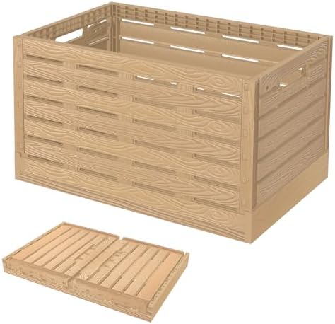 Collapsible Storage Bins, 23x15 Inches Plastic Stackable Utility Crates with Handles, Large Folding Containers Dolly Folding Baskets for Farm Home Office Organizing Tools, Books, Food, Drinks by ChincoStar