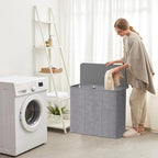 Lifewit Triple Laundry Hamper with Lid, Removable Laundry Bags, Light Gray - Image 6