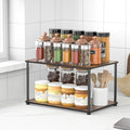 Countertop Spice Rack, Stackable Wood & Metal Pantry Cabinet Shelf Organizer Storage, 2-Tier Multi-Use for Kitchen Bathroom Desktop Home Office, Rustic Brown by Unknown