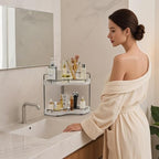 2-Tier Corner Bathroom Counter Organizer for Storage, White - Image 7
