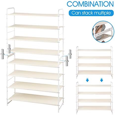 Simple Trending 4-Tier Shoe Rack, Expandable Shoe Shelf, White - Image 5