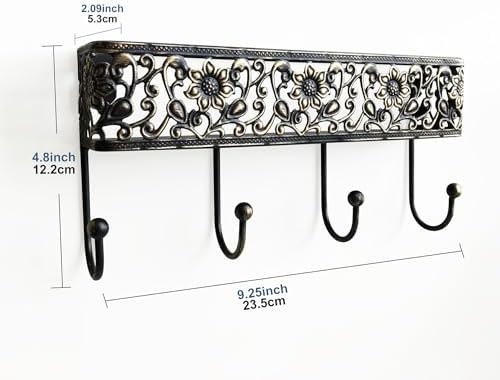 Key Holder for Wall，Vintage Metal Key and Mail Holder Wall Mount, Decorative Entryway Key Rack with Hooks for Keys, Mail, Hats, Bags - Image 5