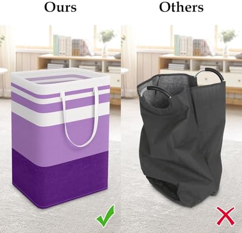 StorageRight Laundry Basket Hamper, 75L Collapsible Clothes Storage, Purple - Image 5