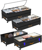 Under Bed Storage with Wheels 2-Pack, 75L XXL Under the Bed Storage Containers Large, 12" Tall Adjustable Storage for Underbed with Lids, Rolling for Clothes, Shoes, Blankets (4PCS-Black) by Unknown
