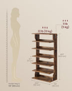 VASAGLE 7-Tier Vertical Shoe Rack, Narrow Shoe Storage Organizer with Hooks - Image 3