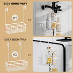 SHANSHUI Shower Caddy Hanging Bathroom Organizer Basket, Shampoo Bracket, Over Door Showers Caddy with Hooks, 304 Stainless Steel Rust Proof Rack- White - Image 3