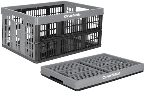 CleverMade Collapsible Utility Crate For Storage, 32L 1 Pack, Stone by CleverMade