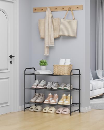 Kitsure Stainless Steel Shoe Rack Organizer, 25.6" Wide - 3 Tier, Black | Sturdy Shoe Rack for Closet and Entryway, Free Standing Shoe Shelf, Closet Organizers and Storage - Image 2