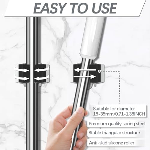 3-H Broom Holder Wall Mount 30 Pack, Stainless Steel Mop Hanger with Screws - Image 3