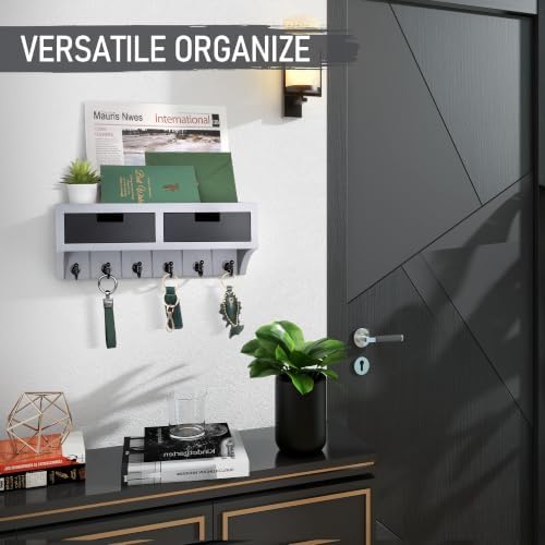 Rebee Vision Key Holder Wall Mount with Shelf for Entryway, Gray & Black - Image 5